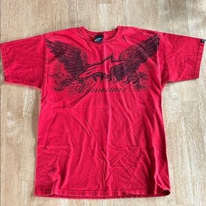 Alpinestars Red Short-Sleeve Graphic Tee with Winged Logo